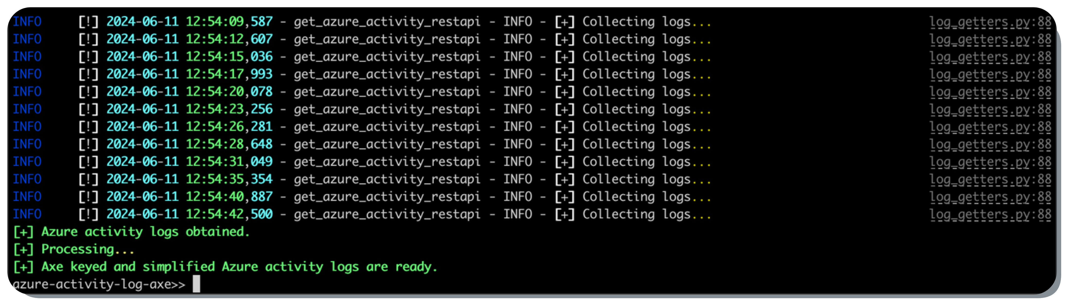 Azure Activity Log Axe Terminal