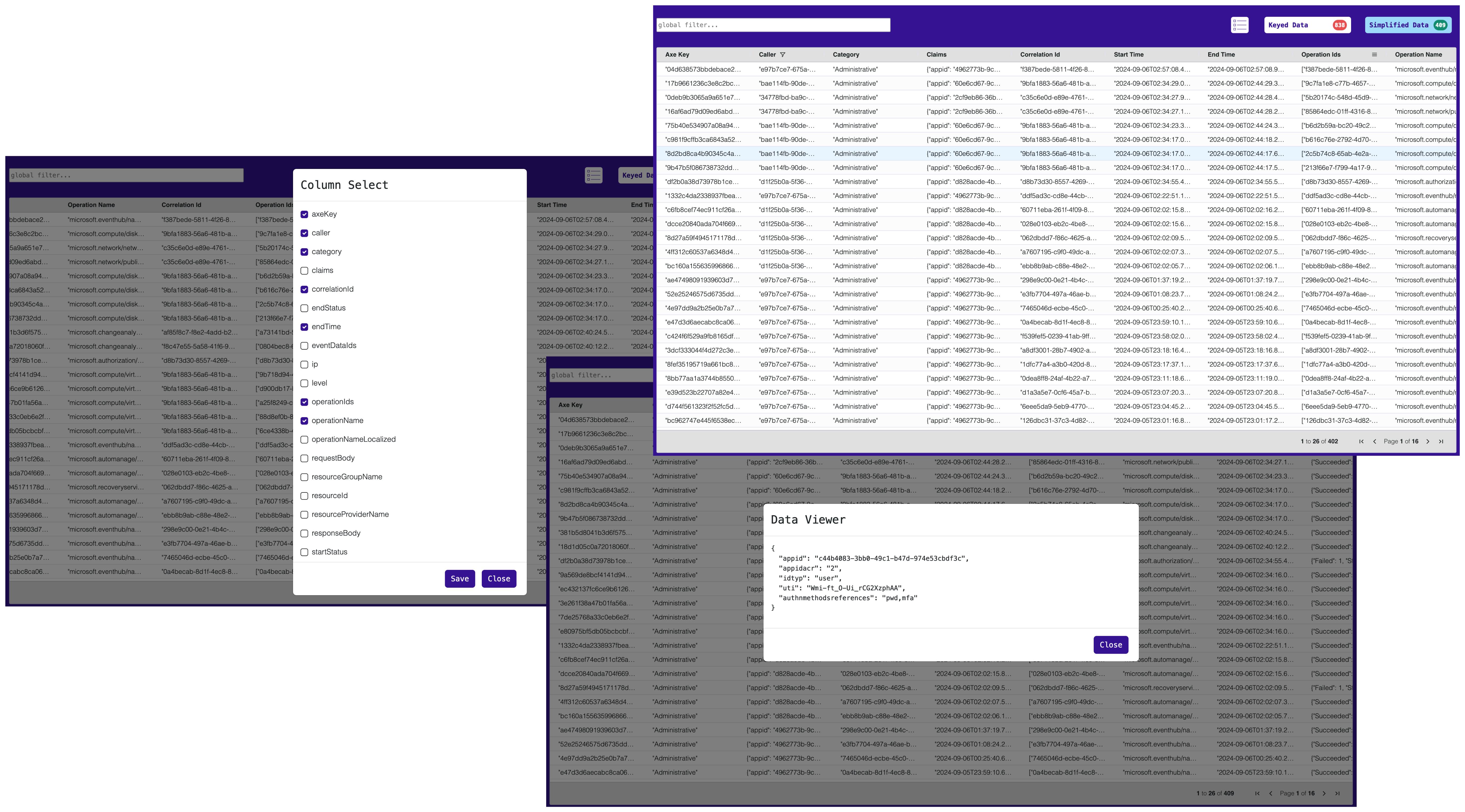 Azure Activity Log Axe UI