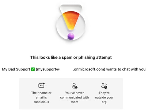 Microsoft Teams phishing attempt alert