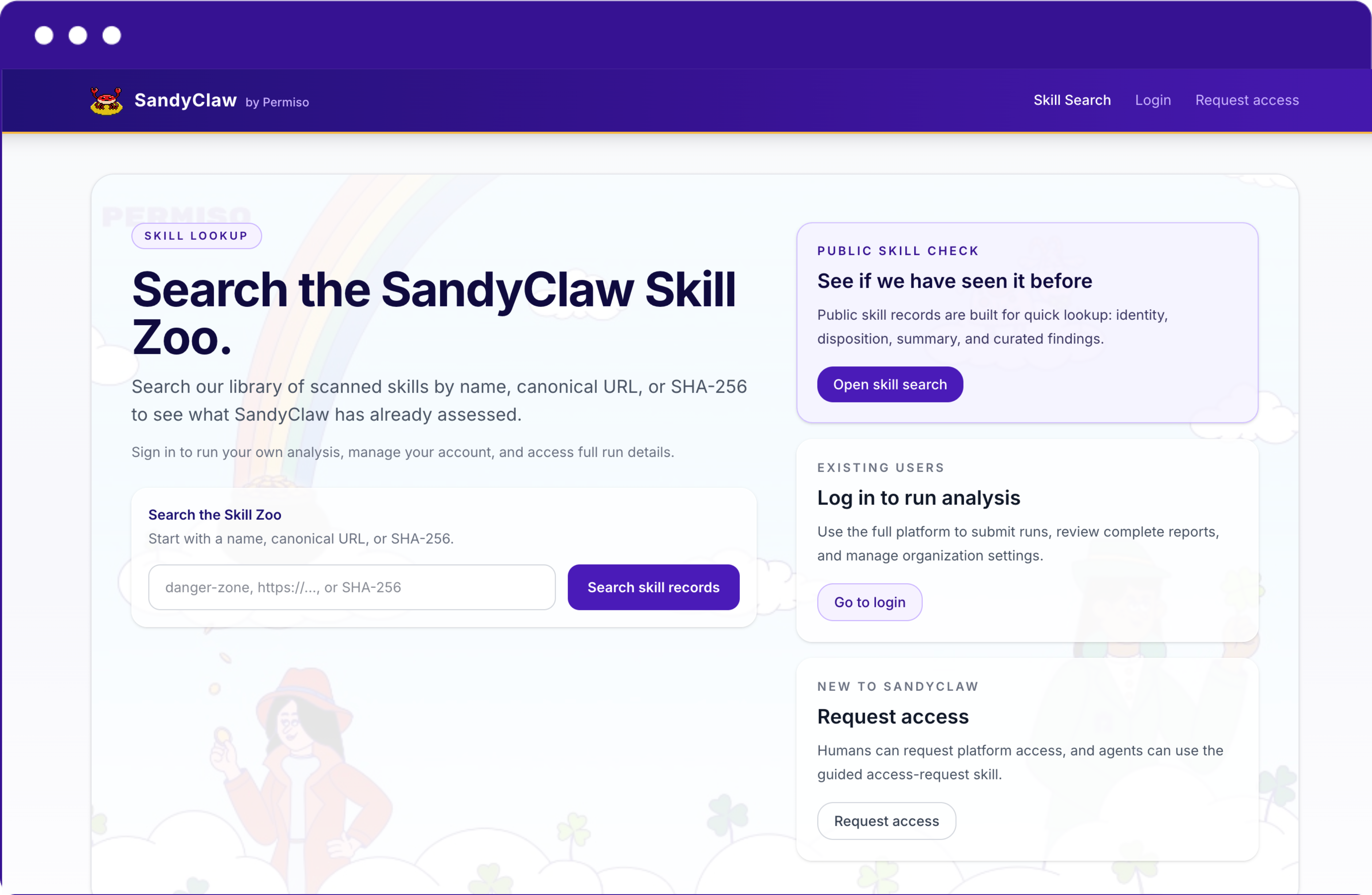 SandyClaw homepage