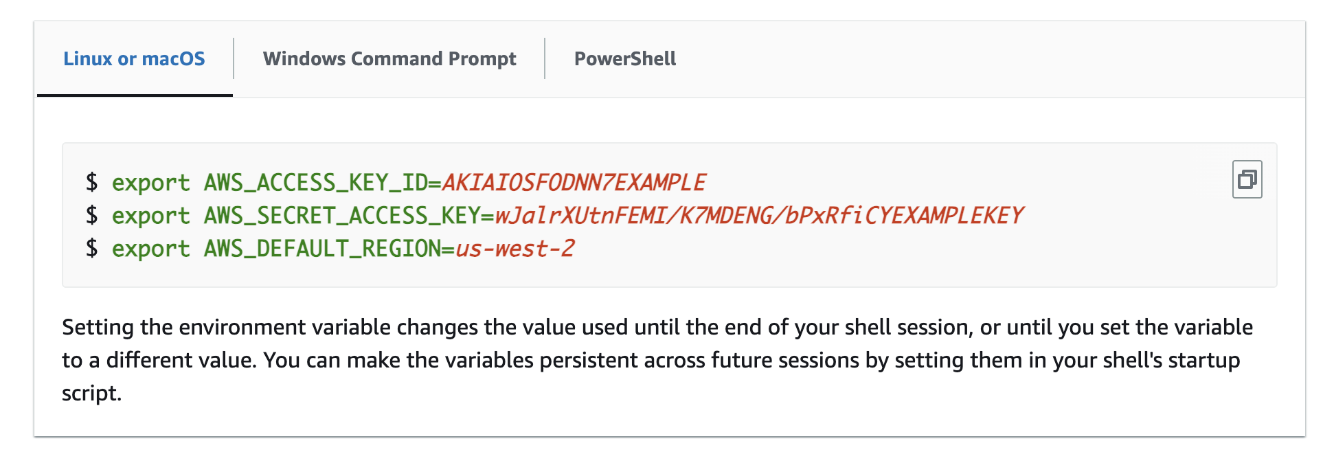 aws-configure-access-variable