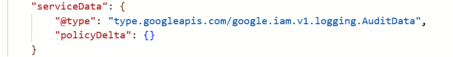 GCP exported log missing auditConfigDeltas